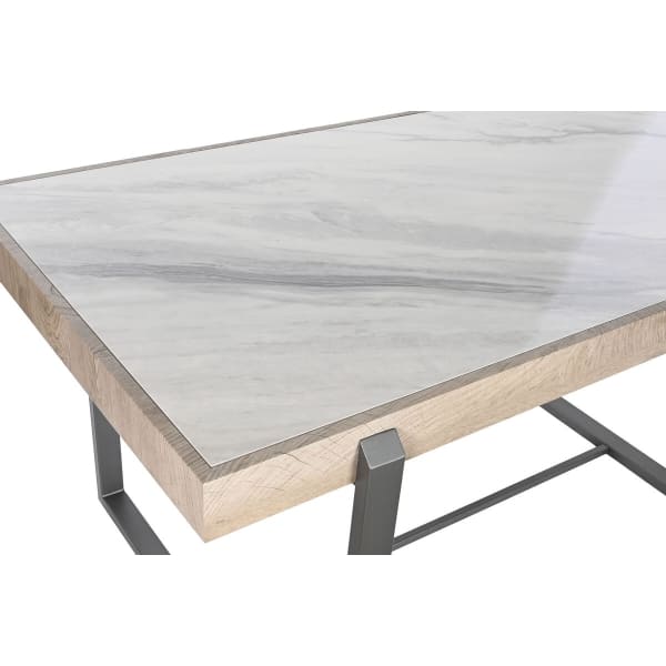 Metal Dining Table, White Marble Wood 150 x 85 x 75 cm
