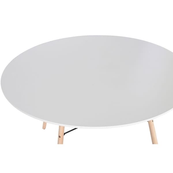 Mesa de comedor redonda escandinava de madera blanca