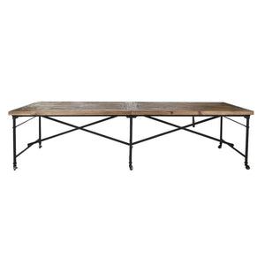 Grande table à Manger Industrielle Bois et Métal Noir (300 x 100 x 76 cm)
