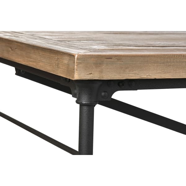 Large Industrial Wood and Black Metal Dining Table (300 x 100 x 76 cm)