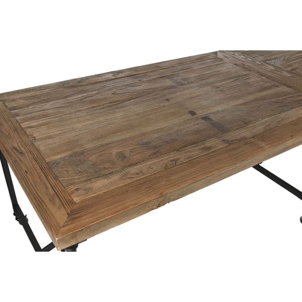 Mesa de comedor industrial grande de madera y metal negro (300 x 100 x 76 cm)