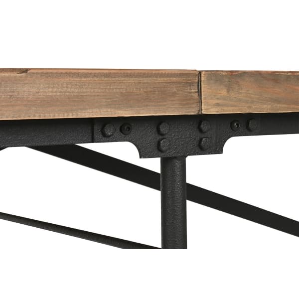 Mesa de comedor industrial grande de madera y metal negro (300 x 100 x 76 cm)