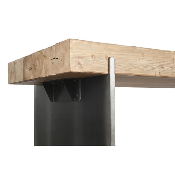 Mesa de comedor de madera maciza y metal negro (200 x 94 x 76 cm)