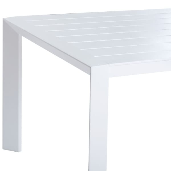 Mesa de jardín grande de aluminio blanco (180 x 100 x 75 cm)