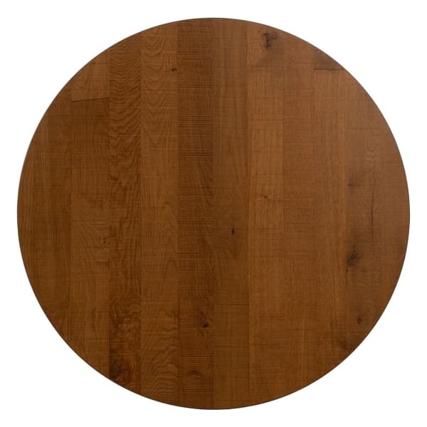 Round Wood and Black Iron Restaurant Table (80 x 80 x 75 cm)
