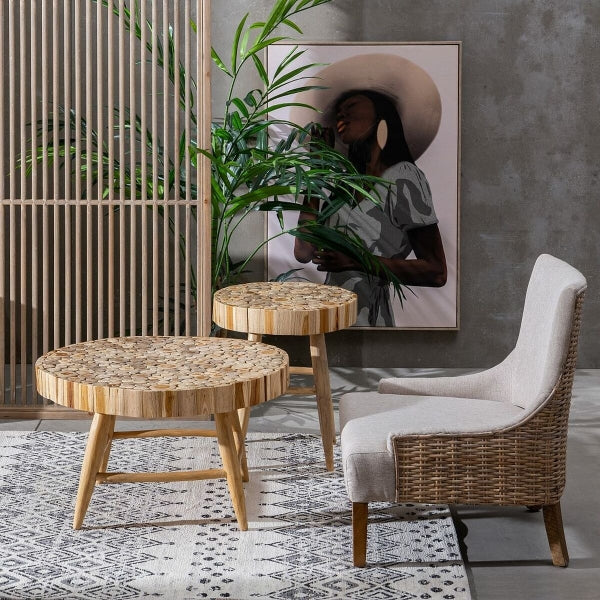 Bali Design Round Coffee Table in Teak Wood (80 x 80 x 45 xm) 