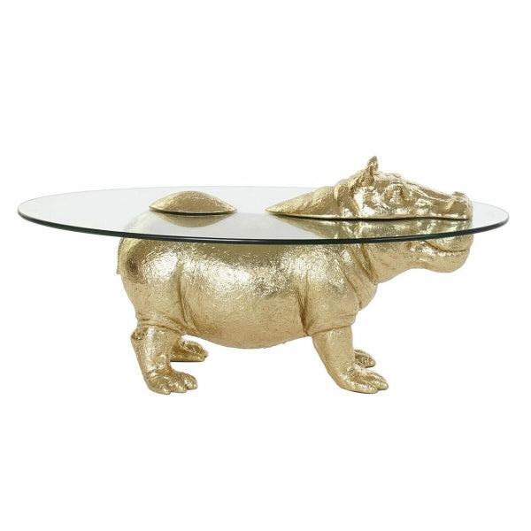 Table Basse Design Hippopotame Doré Sous l'Eau