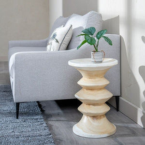 Table d'appoint Contemporaine Home Decor en Bois Sculpté Blanc