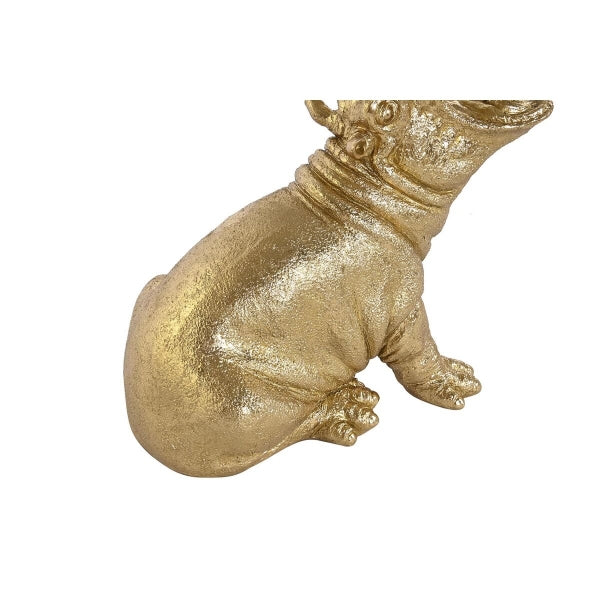Side table Hippopotamus Golden Resin and Glass (60 x 49 x 58 cm)