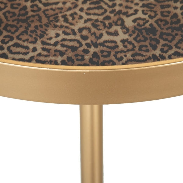 Mesa auxiliar con diseño de leopardo dorado para decoración del hogar