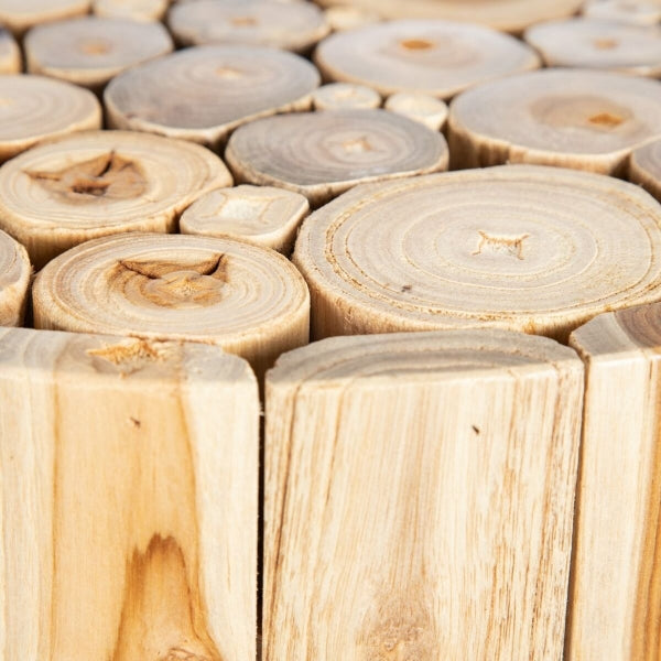 Mesa auxiliar redonda de diseño Bali en madera de teca (50 x 50 x 55 cm)