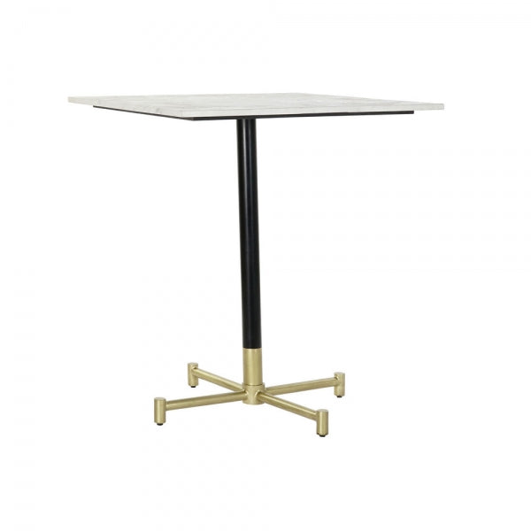 White Marble and Black/Gold Metal Bar Table Home Decor