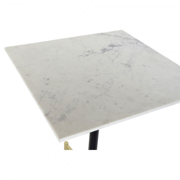 White Marble and Black/Gold Metal Bar Table Home Decor