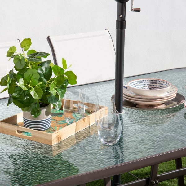 Table de Jardin Design Home Decor Verre et Métal Marron