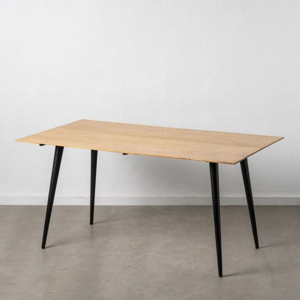 Table de Salle à Manger Design Bali Home Decor Bois Naturel et Métal Noir