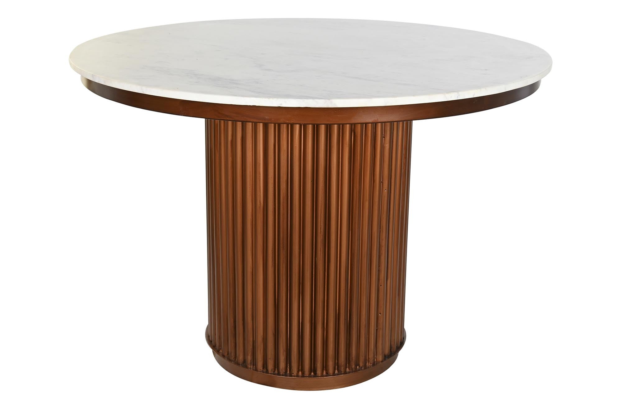 Table Design Circulaire en Marbre Blanc et Métal Cuivré Home Decor