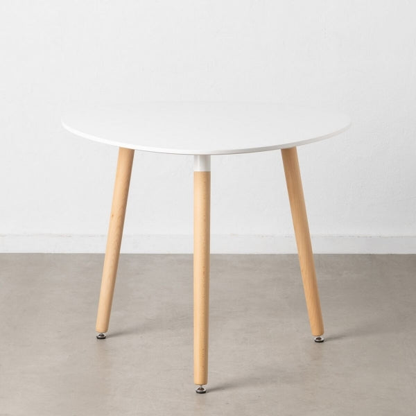 Table Design Scandinave Ronde Blanc et Bois