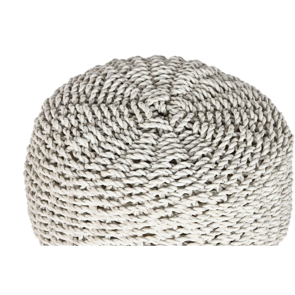 Chic Country Stool in Teak Wood and White Woven Fiber