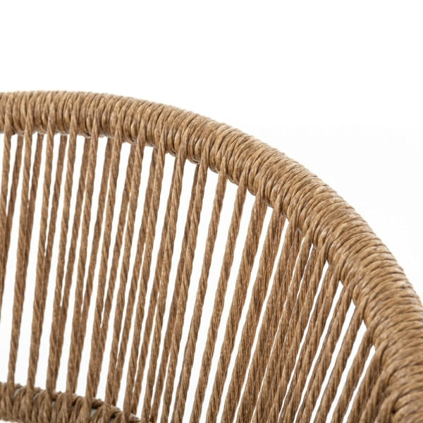 High Stool with Woven Rattan and White Metal Back