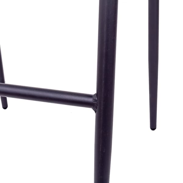 High Stool with Backrest Woven Rattan and Black Metal