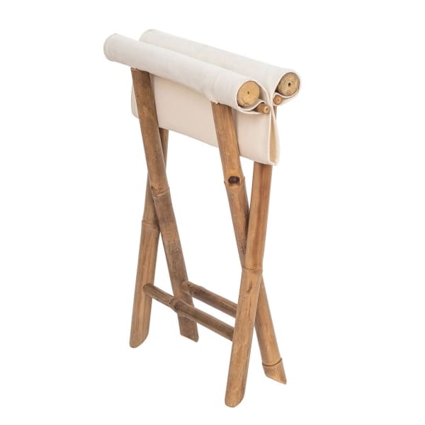 Balinese Stool in Bamboo and White Cotton (36 x 44 x 40 cm)
