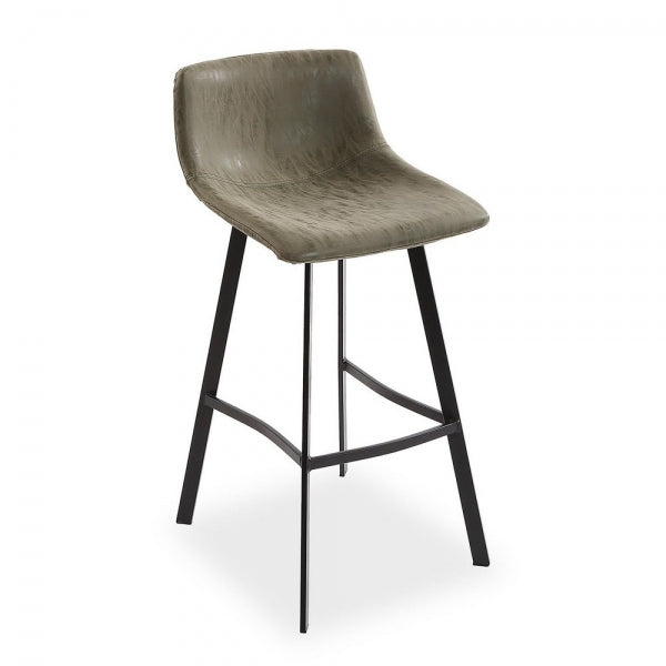 Loft Stool in Green Faux Leather and Black Metal Versa