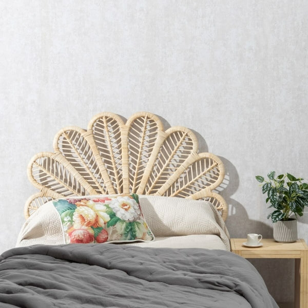 Balinese Headboard for Single Bed Home Decor Natural Rattan