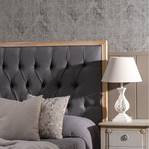 Traditional Design Headboard Home Decor Dark Gray and Wood