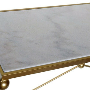 Set of 2 Consoles in Marble and Golden Metal