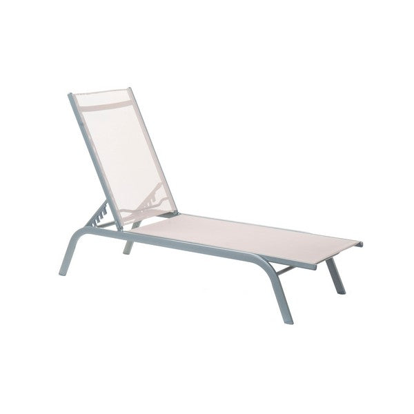 Chaise longue Inclinable Beige et Gris Home Decor PVC Aluminium (191 x 58 x 98 cm)