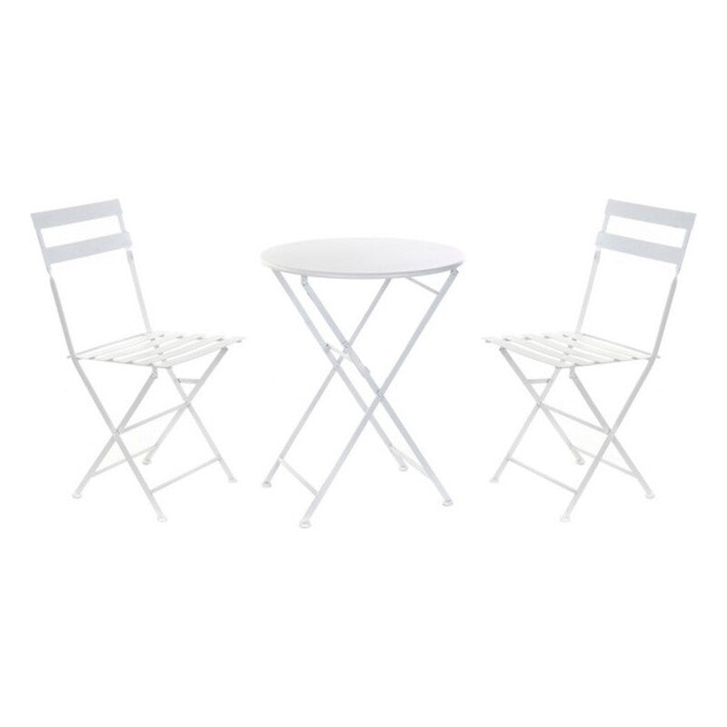 Ensemble Table de Jardin + 2 Chaises Design Home Decor Blanc Métal (3 pcs)