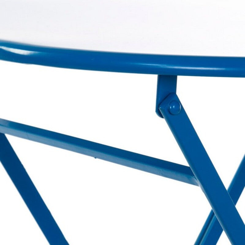 Conjunto de Mesa de Jardín + 2 Sillas de Diseño Home Decor Metal Azul (3 uds)
