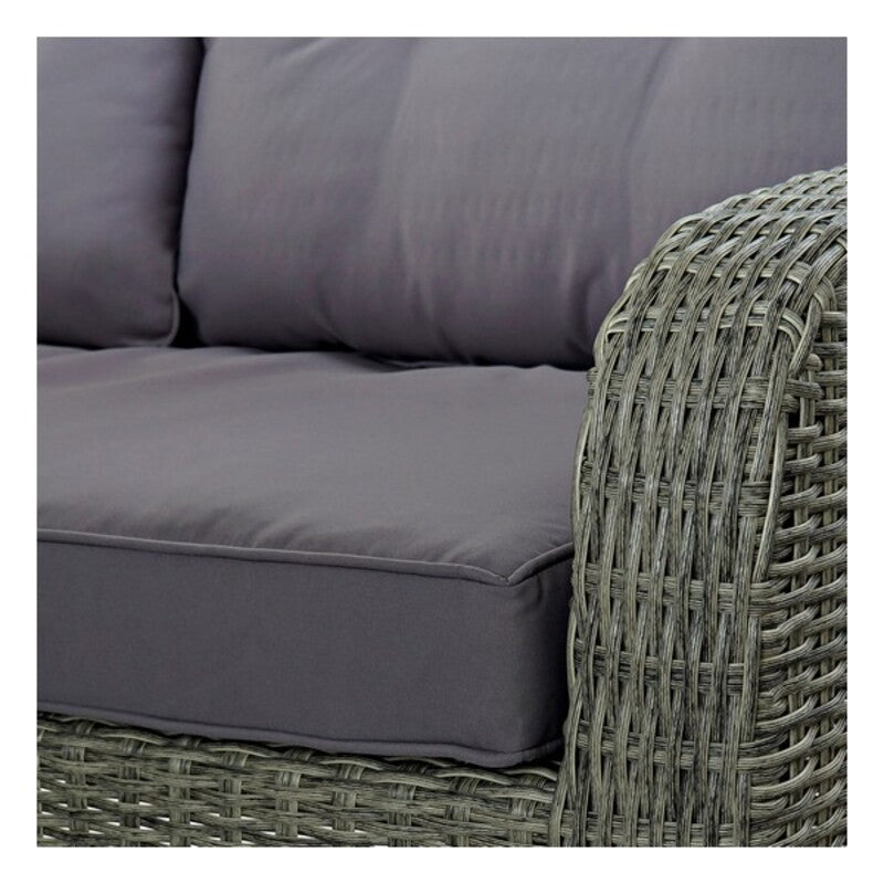 Ensemble Canapé de Jardin + Table et 2 Poufs Home Decor Verre Polyester rotin synthétique Acier (267 x 204 x 90 cm) (4 pcs)