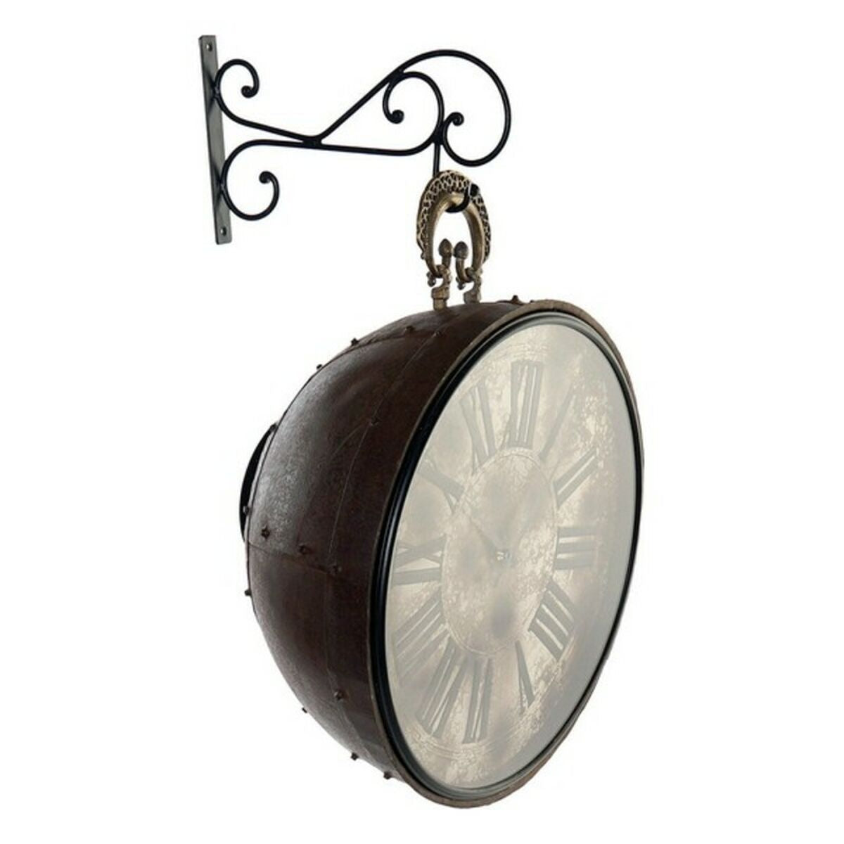 Reloj de pared de cristal de hierro de decoración del hogar vintage (42 x 23 x 63 cm)