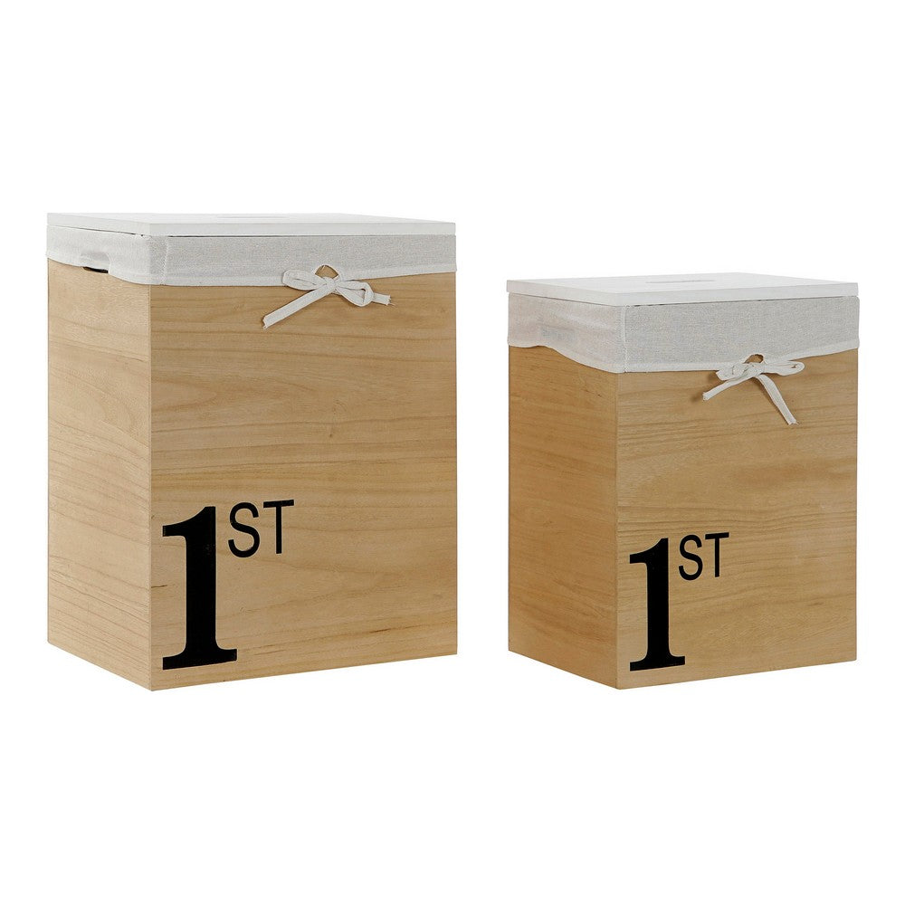 Basket set DKD Home Decor Traditional Paolownia wood (2 pcs)