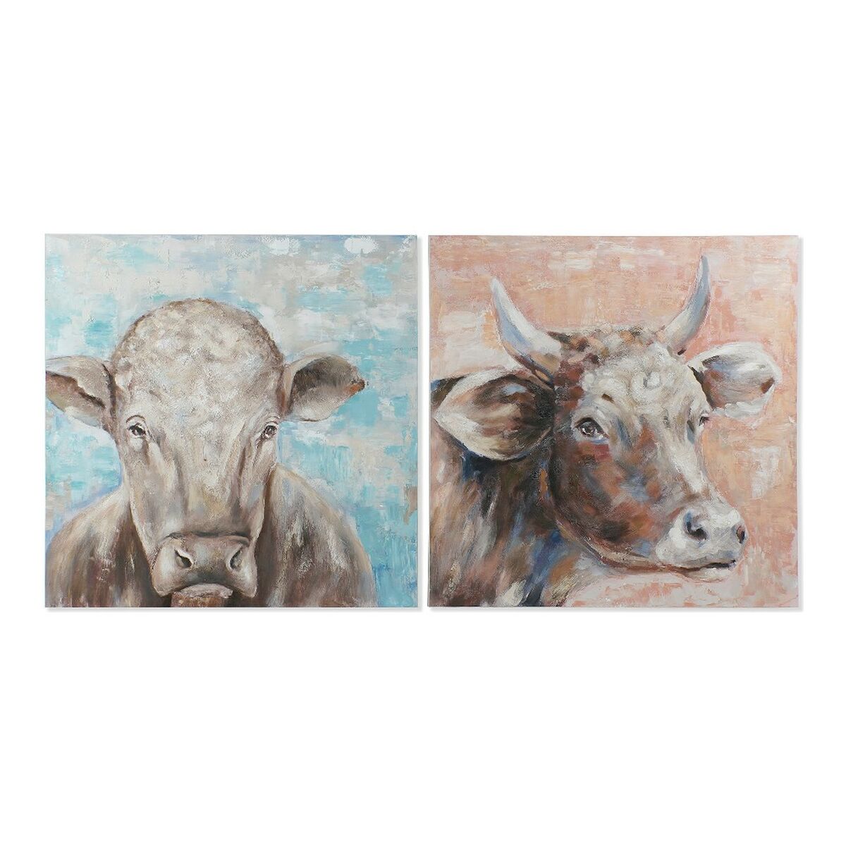 Painting DKD Home Decor Caw Cow (100 x 3,5 x 100 cm) (2 Units)
