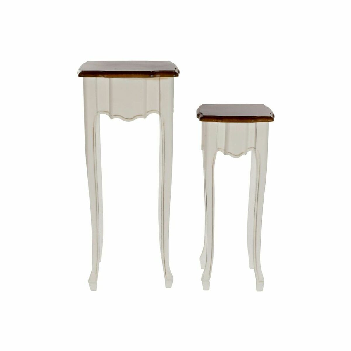 Jeu de 2 tables DKD Home Decor Blanc Marron (2 pcs) (35 x 35 x 80 cm)