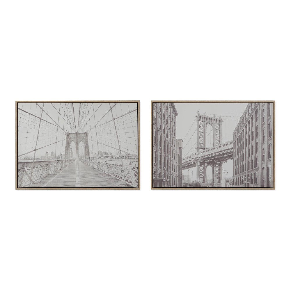 Painting DKD Home Decor Bridge New York (2 pcs) (50 x 4.3 x 70 cm)