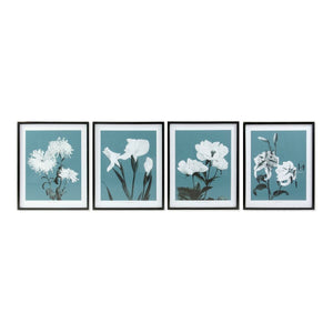 Painting DKD Home Decor Flowers Flowers Modern (55 x 2,5 x 70 cm) (4 Units)