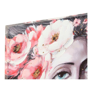 Cadre DKD Home Decor Girl Toile Fleurs Moderne (120 x 3 x 80 cm) (2 Unités)
