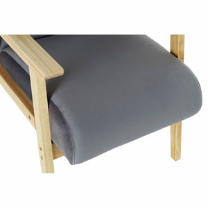 Fauteuil Scandinave Home Decor Naturel Gris Polyester Bois MDF (62 x 70 x 76 cm)
