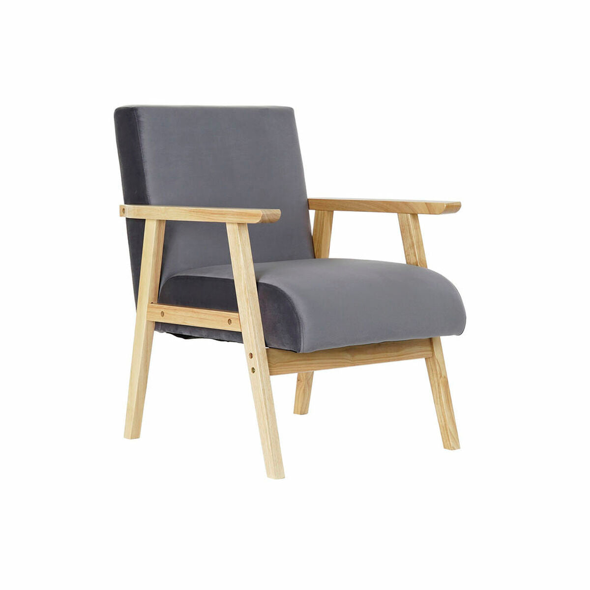 Fauteuil Scandinave Home Decor Naturel Gris Polyester Bois MDF (62 x 70 x 76 cm)