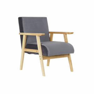 Fauteuil Scandinave Home Decor Naturel Gris Polyester Bois MDF (62 x 70 x 76 cm)