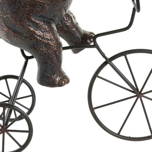 Figurine Décorative Éléphant Gris sur son Tricycle en Métal Résine (30 x 12 x 37 cm)