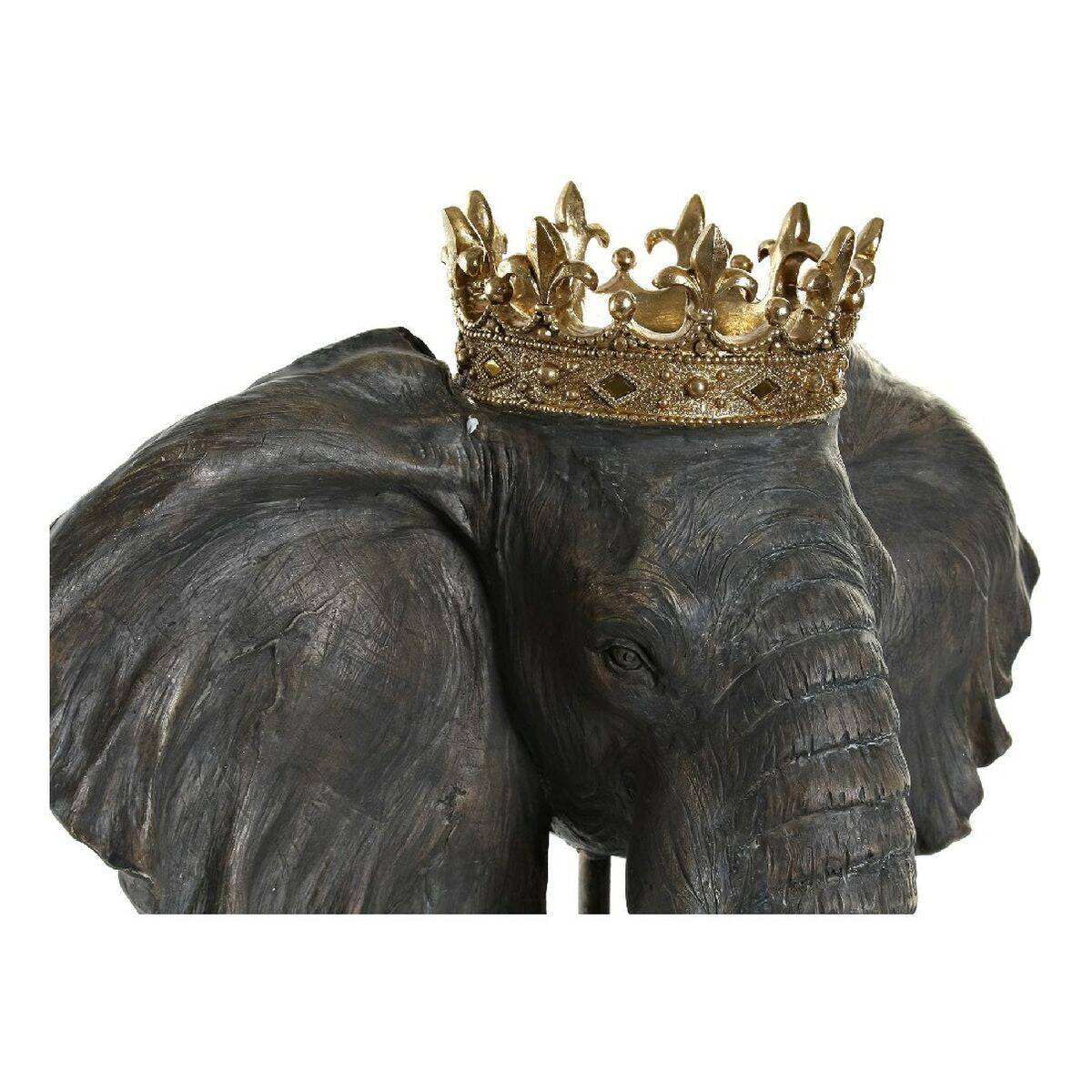 Figurine Décorative Éléphant Gris avec Couronne Dorée Home Decor - Un Chef-d'œuvre Colonial pour une Décoration Unique