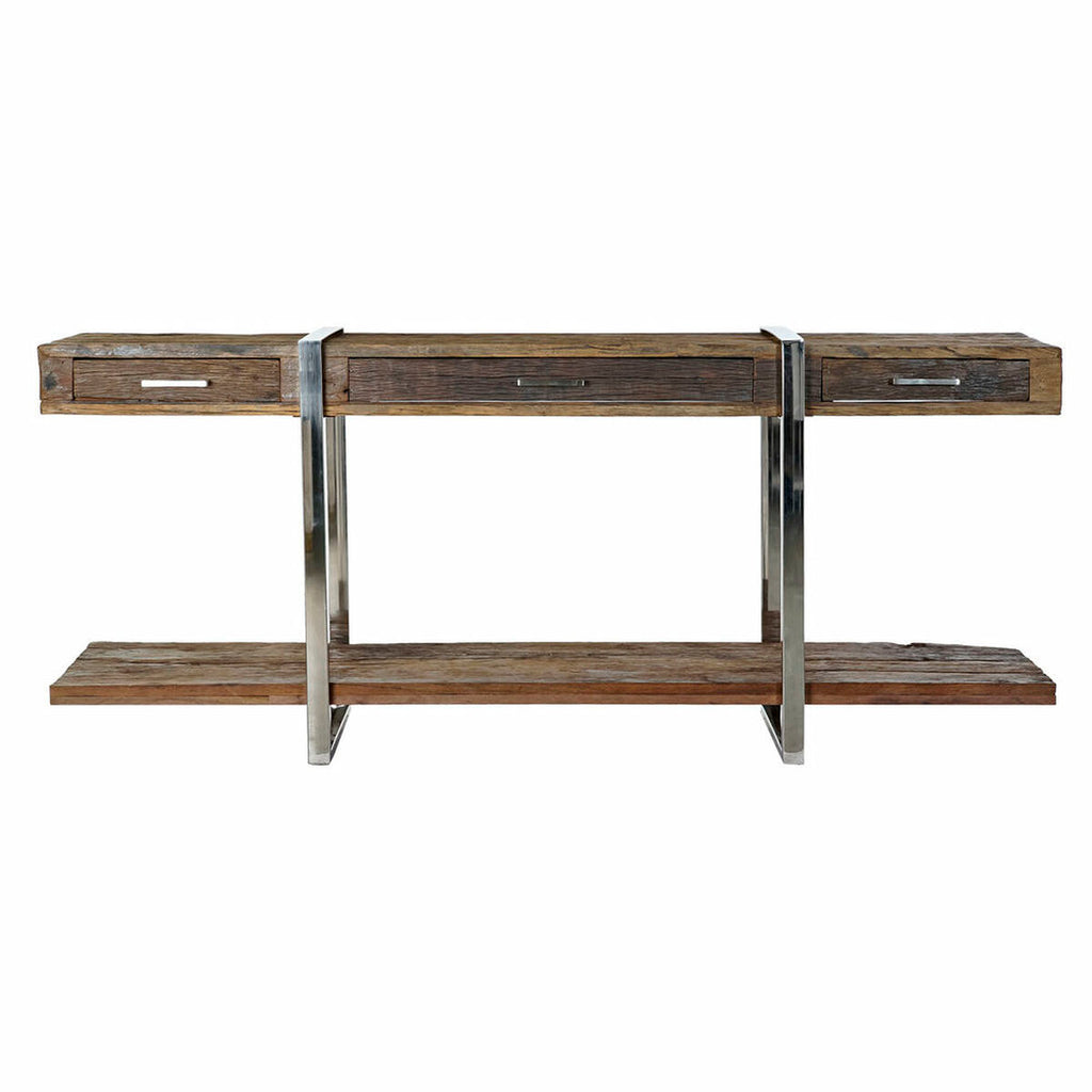 Console en Bois Recyclé et Métal Argenté Style Art Déco (180 x 44 x 75 cm)