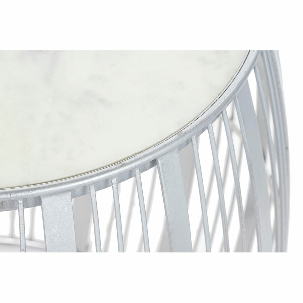 Table d'appoint DKD Home Decor Blanc Marbre Fer Argenté (46 x 46 x 41 cm)