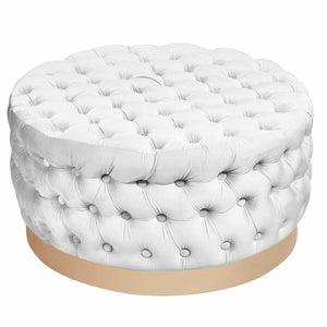 Repose-pied DKD Home Decor Blanc Polyester Bois MDF (78 x 78 x 40 cm)