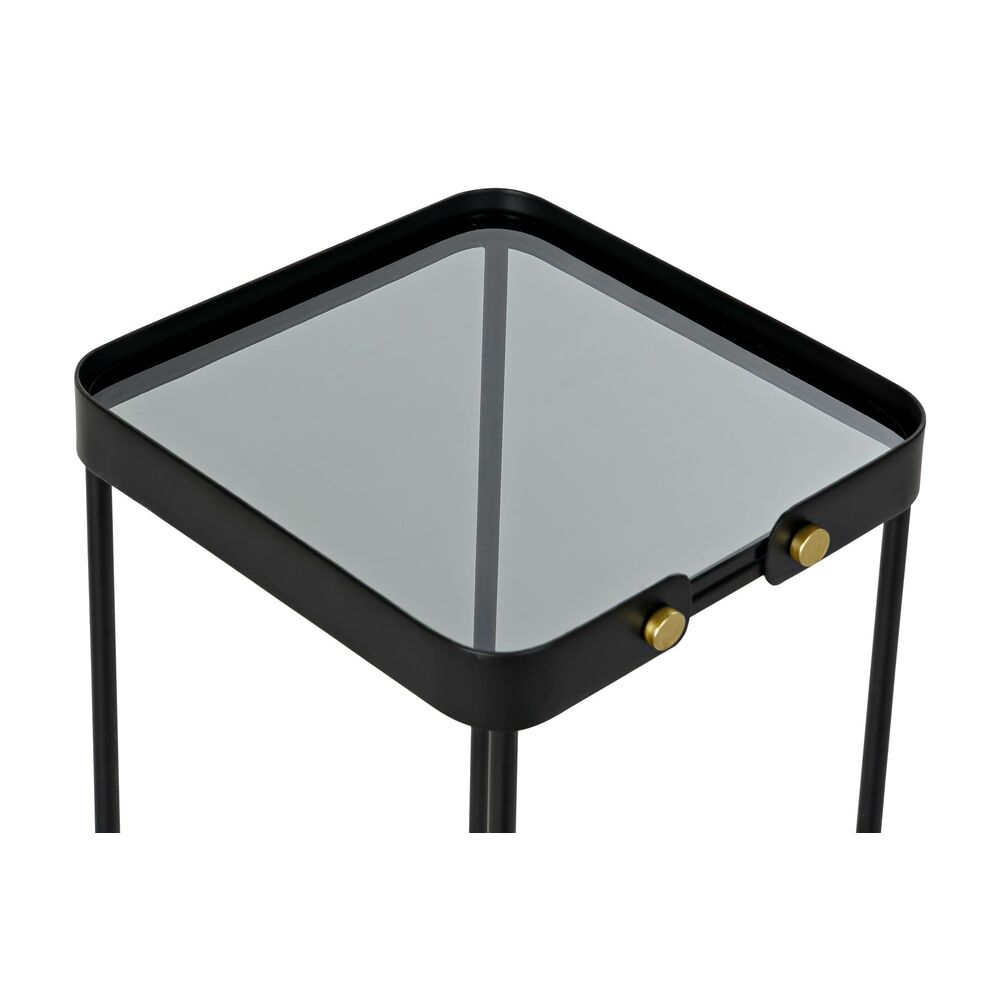 Set de 2 Tables Gigognes DKD Home Decor Verre Noir Métal (31 x 31 x 64 cm) (2 pcs)