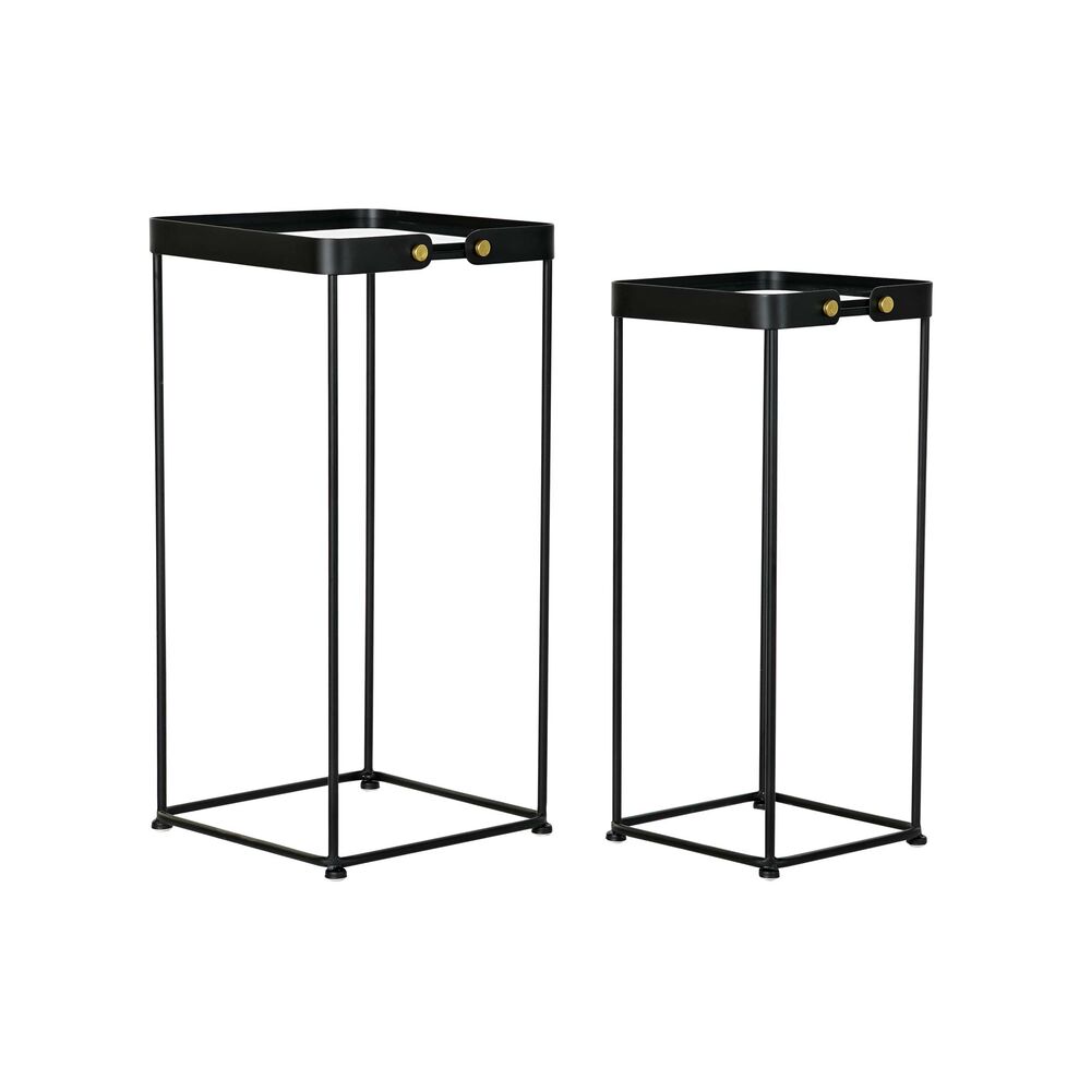 Set of 2 small tables DKD Home Decor Crystal Black Metal (31 x 31 x 64 cm) (2 pcs)
